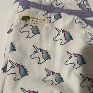 Monica and Andy Unicorn Print swaddle blanket  - White and Purple